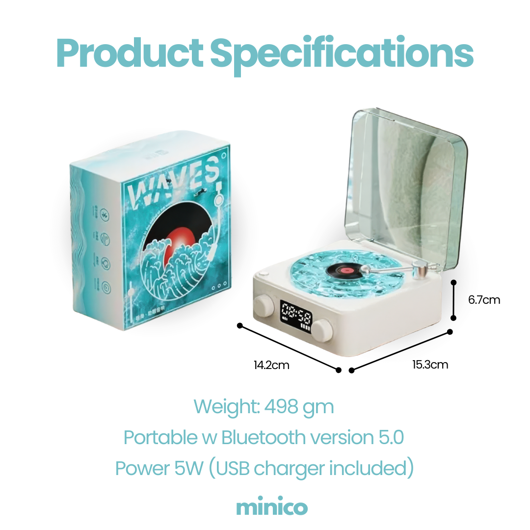 Aqua Vinyl Retro Style Speaker