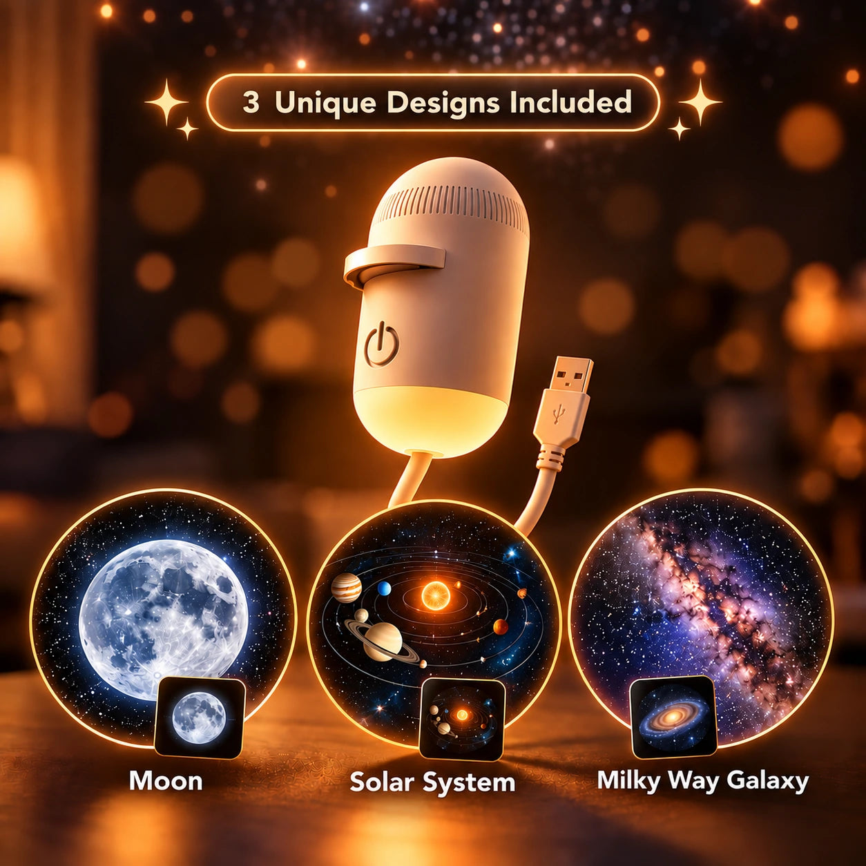 Starry Night USB Projector (3 Film Slides FREE)