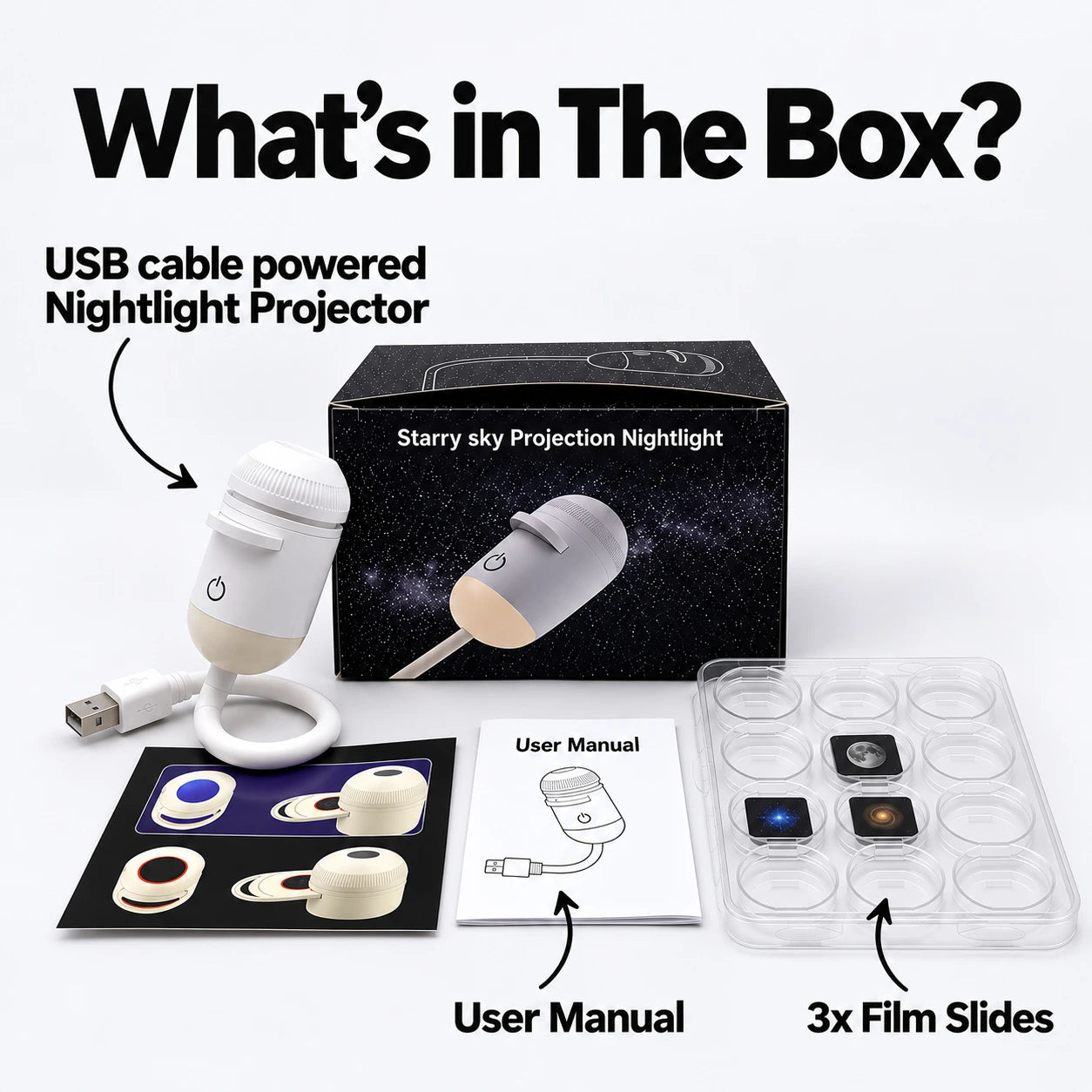 Starry Night USB Projector (3 Film Slides FREE)